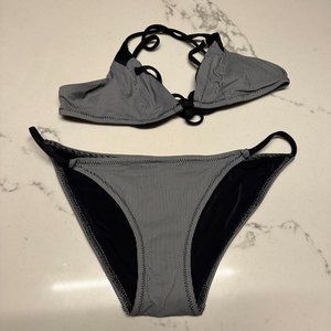 Solid and Striped Navy and White Bathing Suit Bikini XS